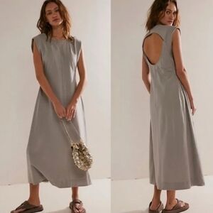 Free People Beach Simone Sleeveless Cutout Back Dress Sz Small Gray